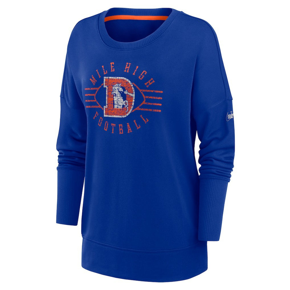 Denver Broncos Women's Rewind Playback Icon Performance Pullover Sweatshirt - Royal - Nike