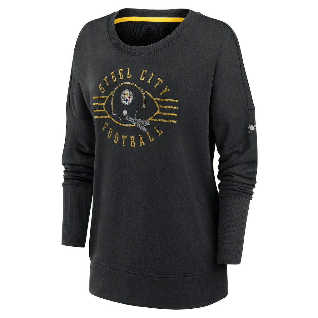 Pittsburgh Steelers Women's Rewind Playback Icon Performance Pullover Sweatshirt - Black - Nike