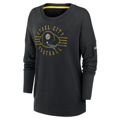 Pittsburgh Steelers Women's Rewind Playback Icon Performance Pullover Sweatshirt - Black - Nike