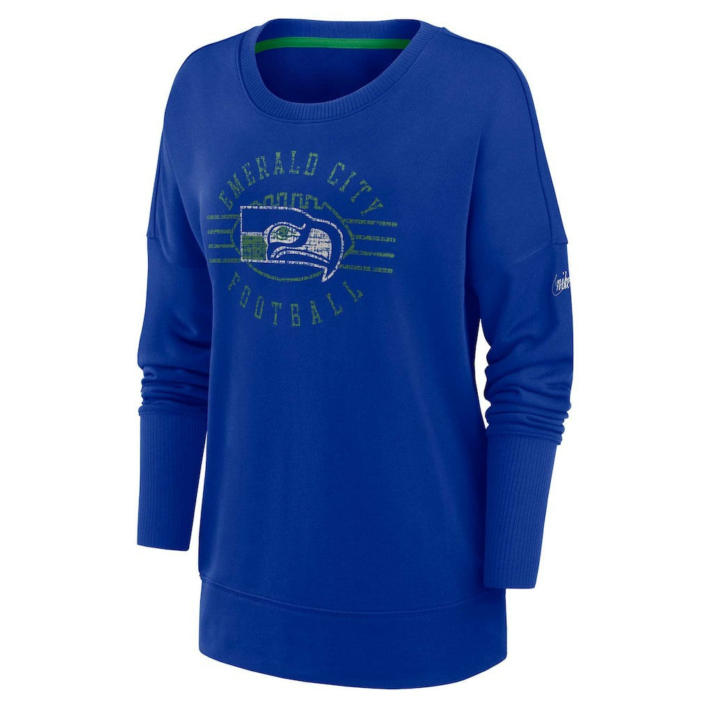 Seattle Seahawks Women's Rewind Playback Icon Performance Pullover Sweatshirt - Royal - Nike