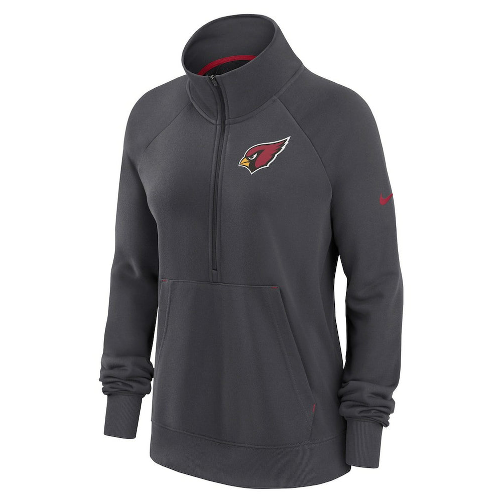 Arizona Cardinals Women's Premium Raglan Performance Half-Zip Sweatshirt - Charcoal - Nike