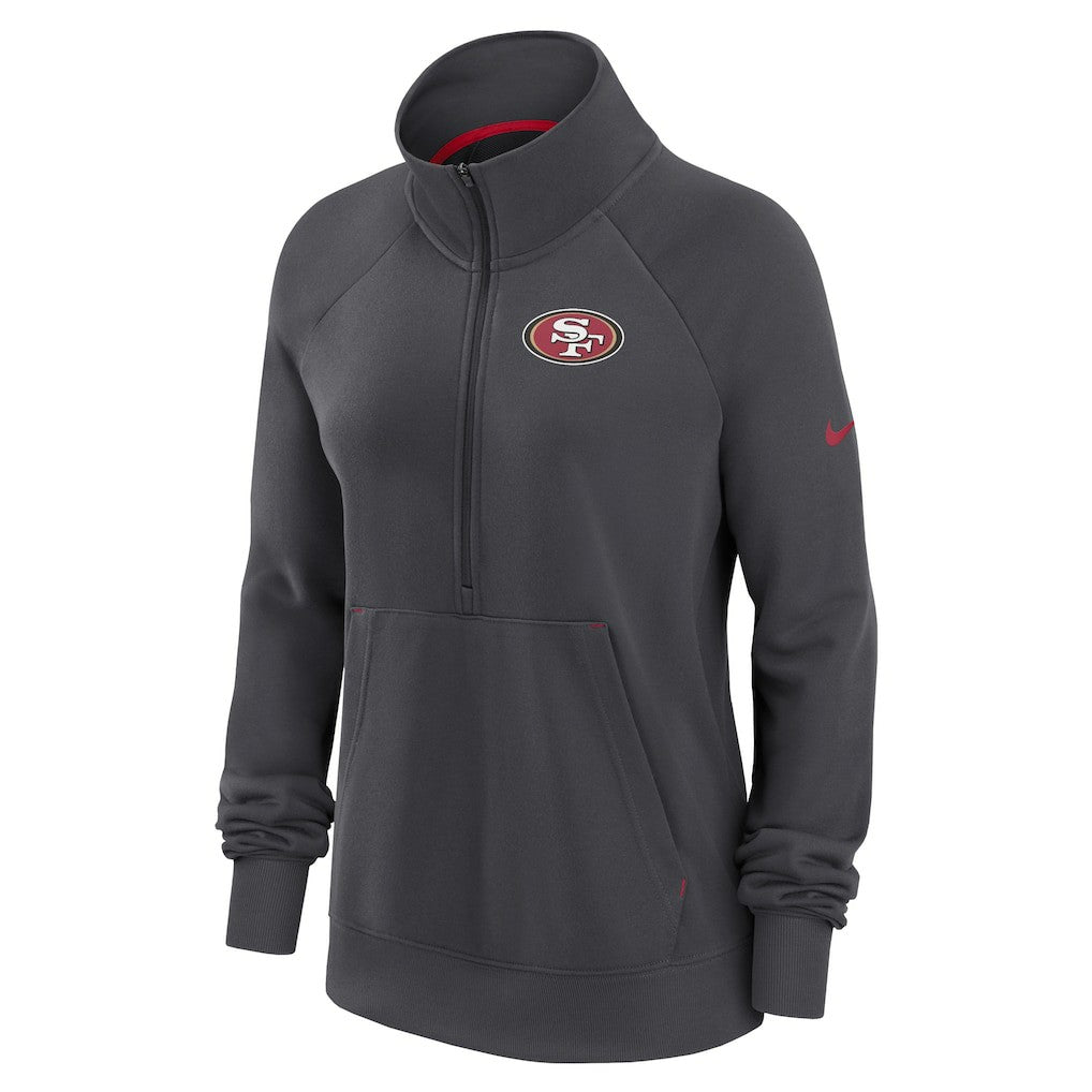 San Francisco 49ers Women's Premium Raglan Performance Half-Zip Sweatshirt - Charcoal - Nike