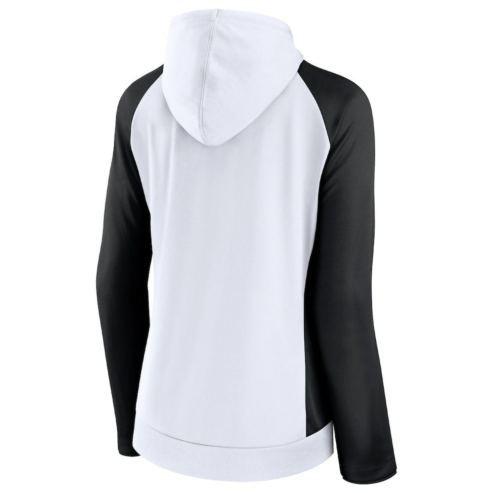 New Orleans Saints Women's End Around Lightweight Raglan Full-Zip Hoodie Jacket - White/Black - Fanatics