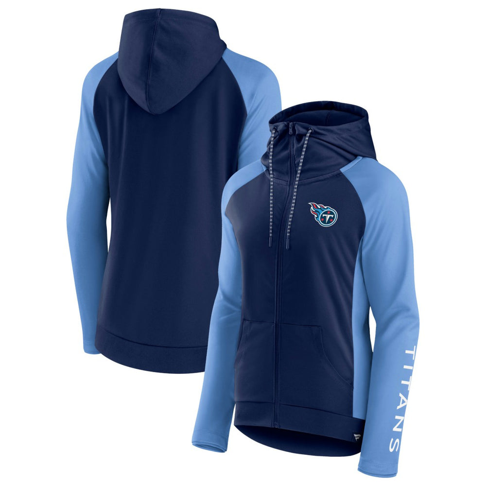 Tennessee Titans Women's End Around Lightweight Raglan Full-Zip Hoodie Jacket - Navy/Light Blue - Fanatics
