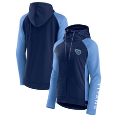 Tennessee Titans Women's End Around Lightweight Raglan Full-Zip Hoodie Jacket - Navy/Light Blue - Fanatics