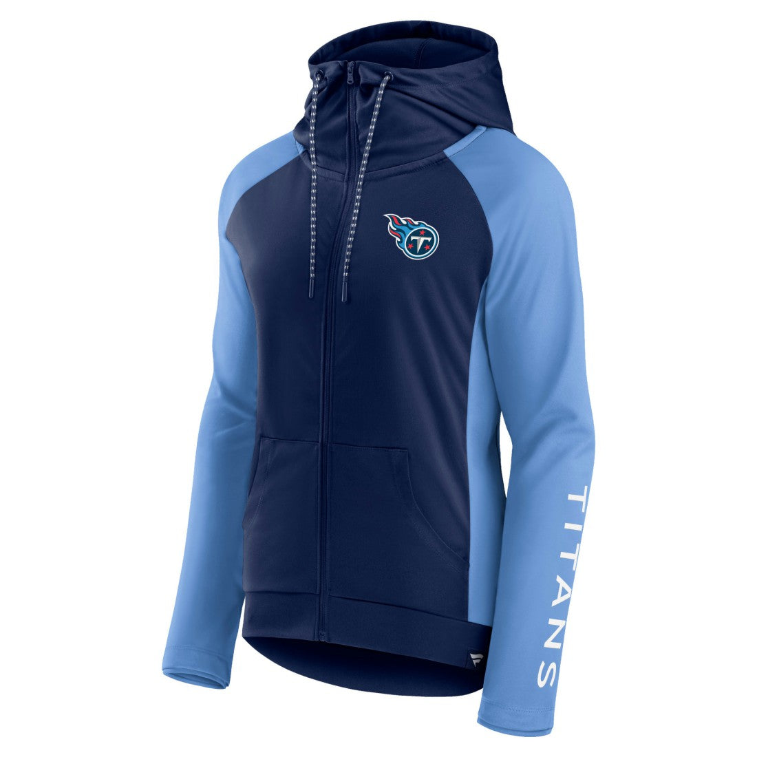 Tennessee Titans Women's End Around Lightweight Raglan Full-Zip Hoodie Jacket - Navy/Light Blue - Fanatics