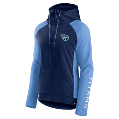 Tennessee Titans Women's End Around Lightweight Raglan Full-Zip Hoodie Jacket - Navy/Light Blue - Fanatics