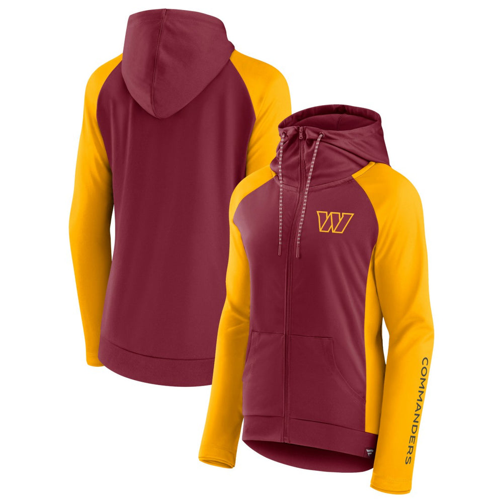 Washington Commanders Women's End Around Lightweight Raglan Full-Zip Hoodie Jacket - Burgundy/Gold - Fanatics