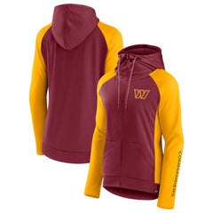 Washington Commanders Women's End Around Lightweight Raglan Full-Zip Hoodie Jacket - Burgundy/Gold - Fanatics