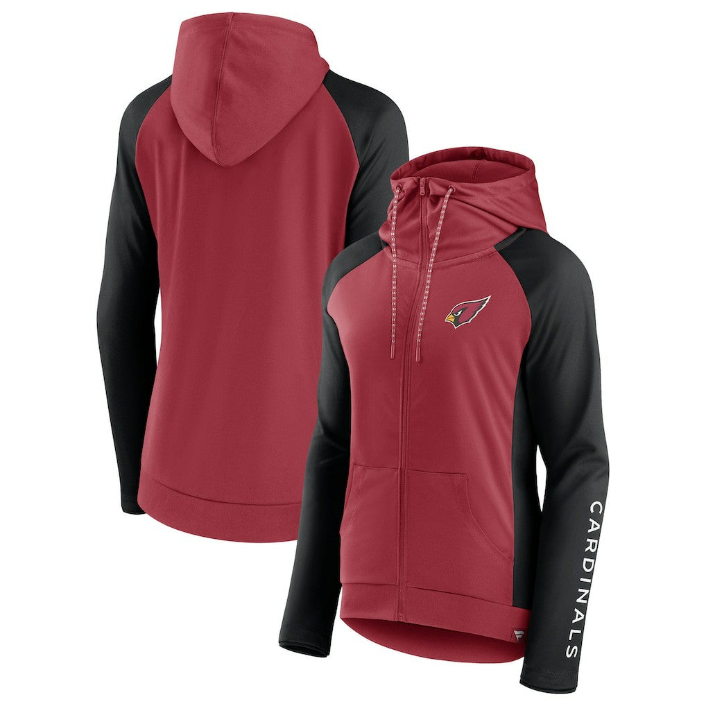 Arizona Cardinals Women's End Around Lightweight Raglan Full-Zip Hoodie Jacket - Cardinal/Black - Fanatics