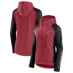 Arizona Cardinals Women's End Around Lightweight Raglan Full-Zip Hoodie Jacket - Cardinal/Black - Fanatics