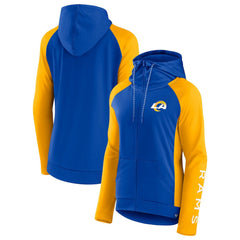 Los Angeles Rams Women's End Around Lightweight Raglan Full-Zip Hoodie Jacket - Royal/Gold - Fanatics