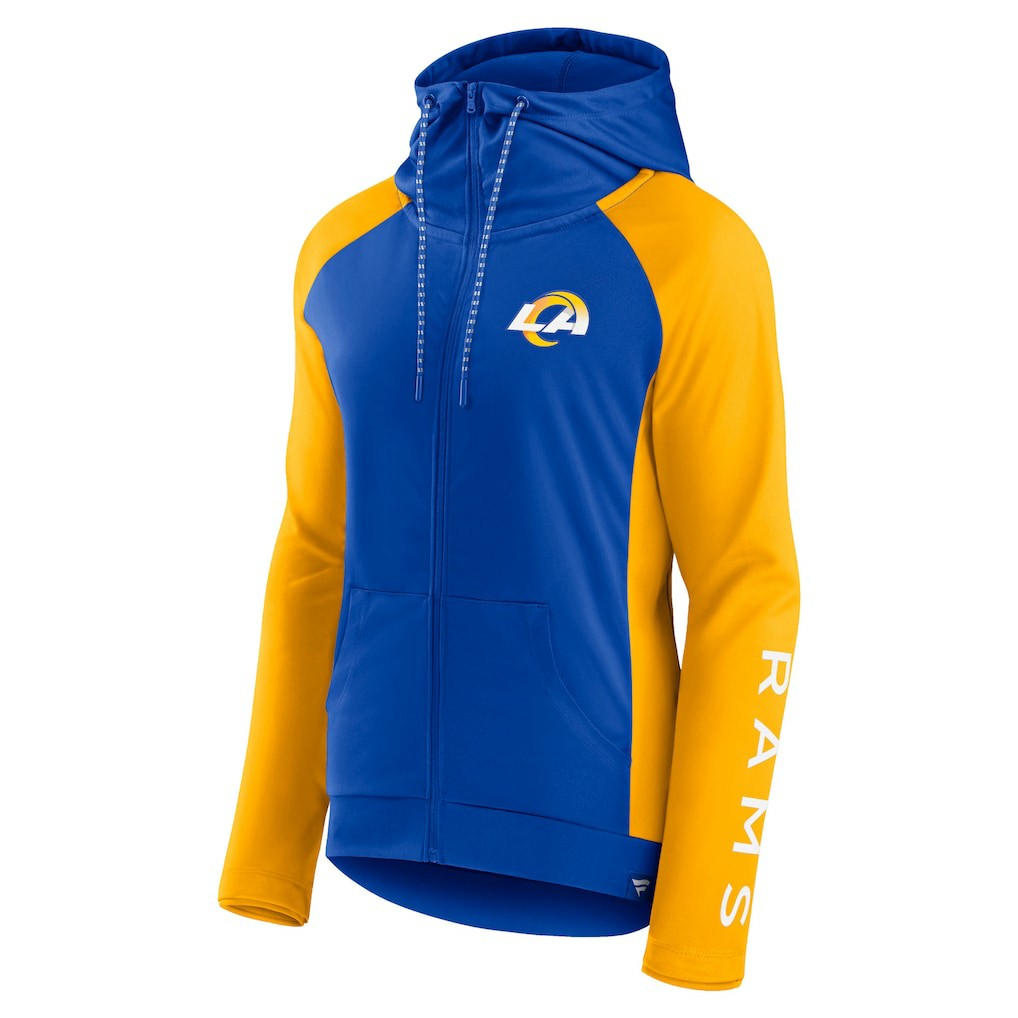 Los Angeles Rams Women's End Around Lightweight Raglan Full-Zip Hoodie Jacket - Royal/Gold - Fanatics