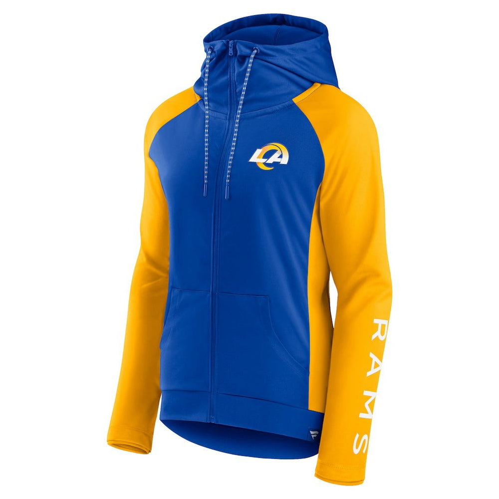 Los Angeles Rams Women's End Around Lightweight Raglan Full-Zip Hoodie Jacket - Royal/Gold - Fanatics