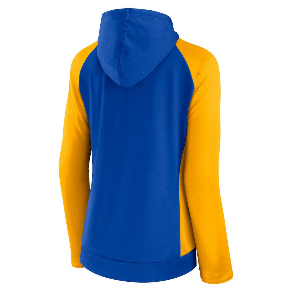 Los Angeles Rams Women's End Around Lightweight Raglan Full-Zip Hoodie Jacket - Royal/Gold - Fanatics
