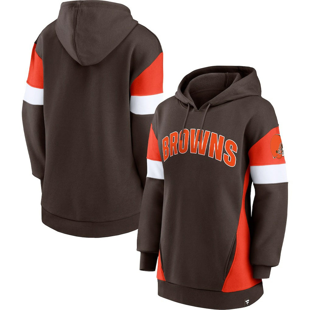 Cleveland Browns Women's Lock It Down Pullover Hoodie - Brown/Orange - Fanatics