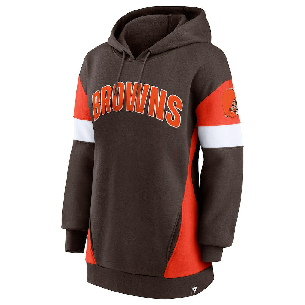 Cleveland Browns Women's Lock It Down Pullover Hoodie - Brown/Orange - Fanatics