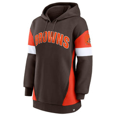 Cleveland Browns Women's Lock It Down Pullover Hoodie - Brown/Orange - Fanatics