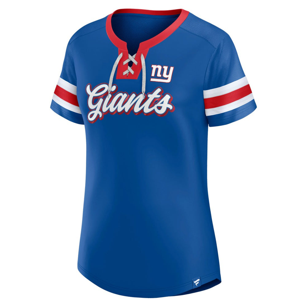 New York Giants Women's Original State Lace-Up T-Shirt - Royal - Fanatics