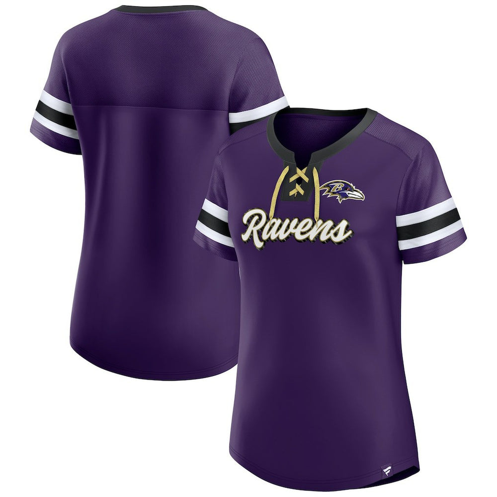 Baltimore Ravens Women's Original State Lace-Up T-Shirt - Purple - Fanatics