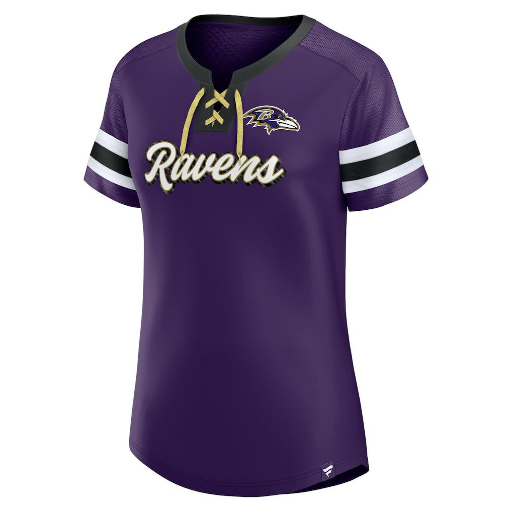 Baltimore Ravens Women's Original State Lace-Up T-Shirt - Purple - Fanatics