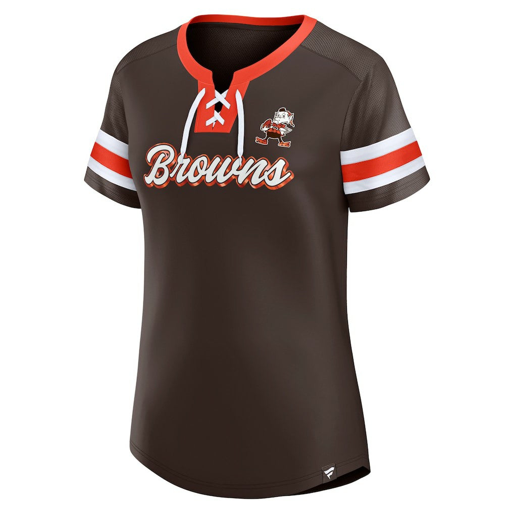 Cleveland Browns Women's Original State Lace-Up T-Shirt - Brown - Fanatics