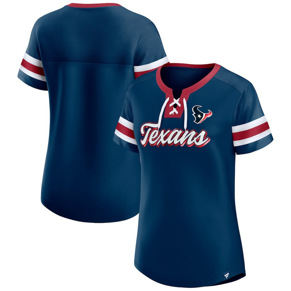 Houston Texans Women's Original State Lace-Up T-Shirt - Navy - Fanatics