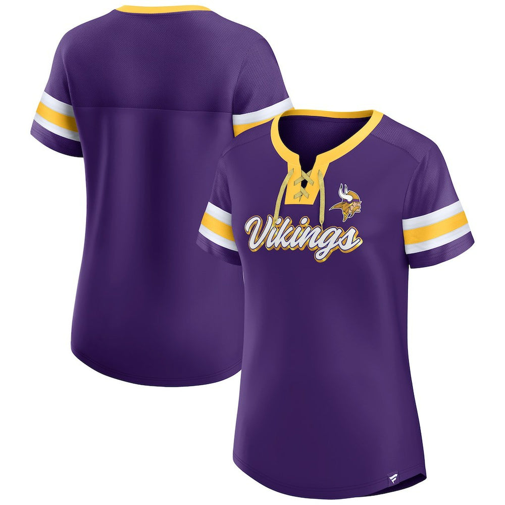 Minnesota Vikings Women's Original State Lace-Up T-Shirt - Purple - Fanatics