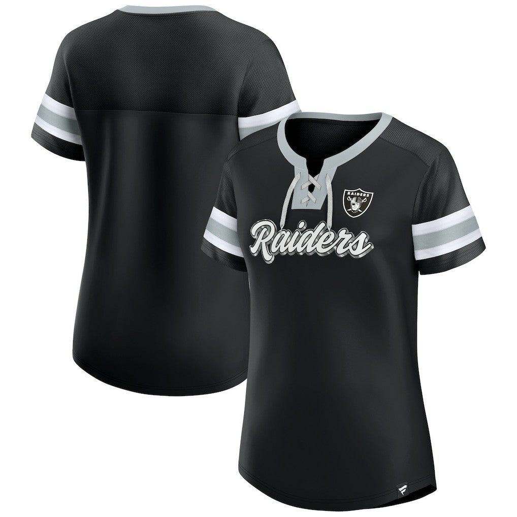 Las Vegas Raiders Women's Original State Lace-Up T-Shirt - Black - Fanatics