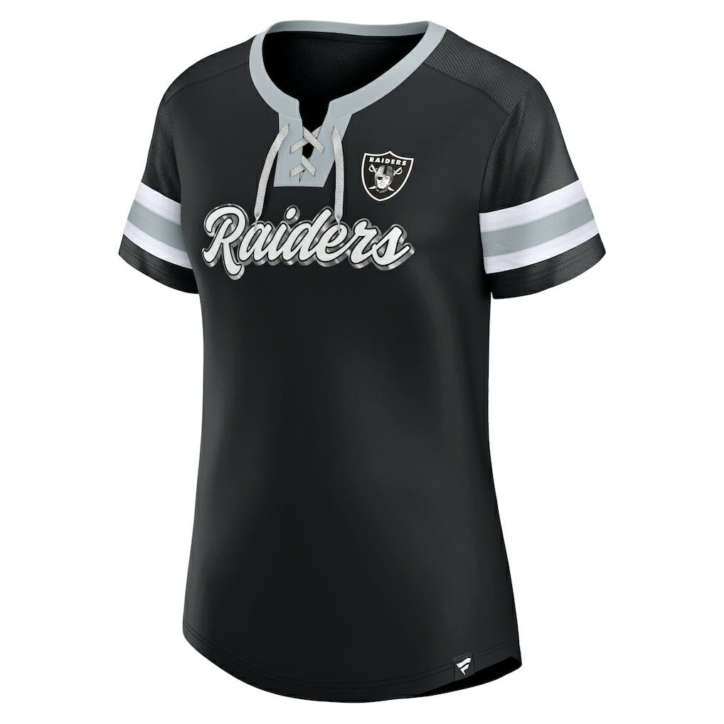 Las Vegas Raiders Women's Original State Lace-Up T-Shirt - Black - Fanatics