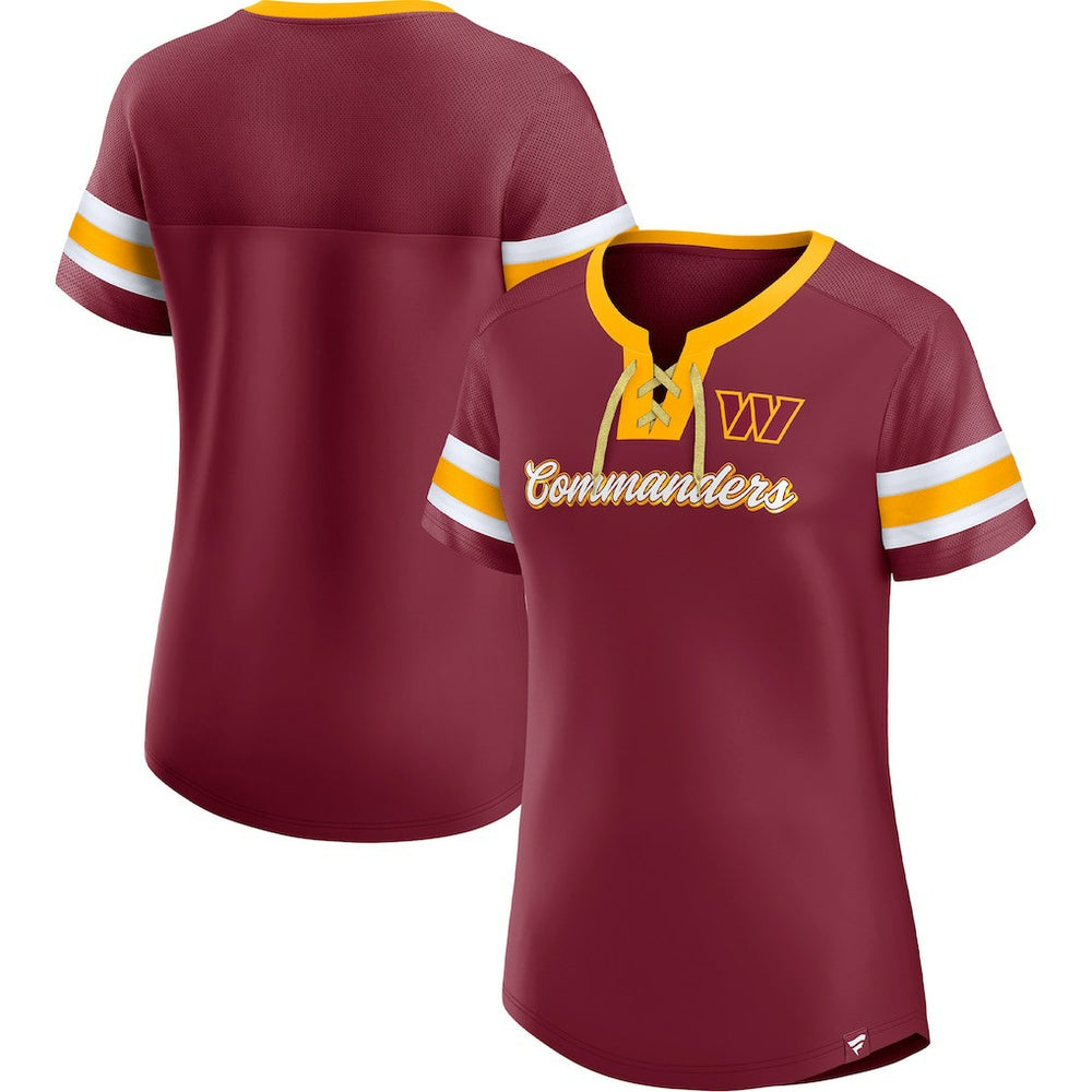 Washington Commanders Women's Original State Lace-Up T-Shirt - Burgundy - Fanatics