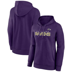 Baltimore Ravens Women's Iconic Cotton Fleece Checklist Pullover Hoodie - Purple - Fanatics