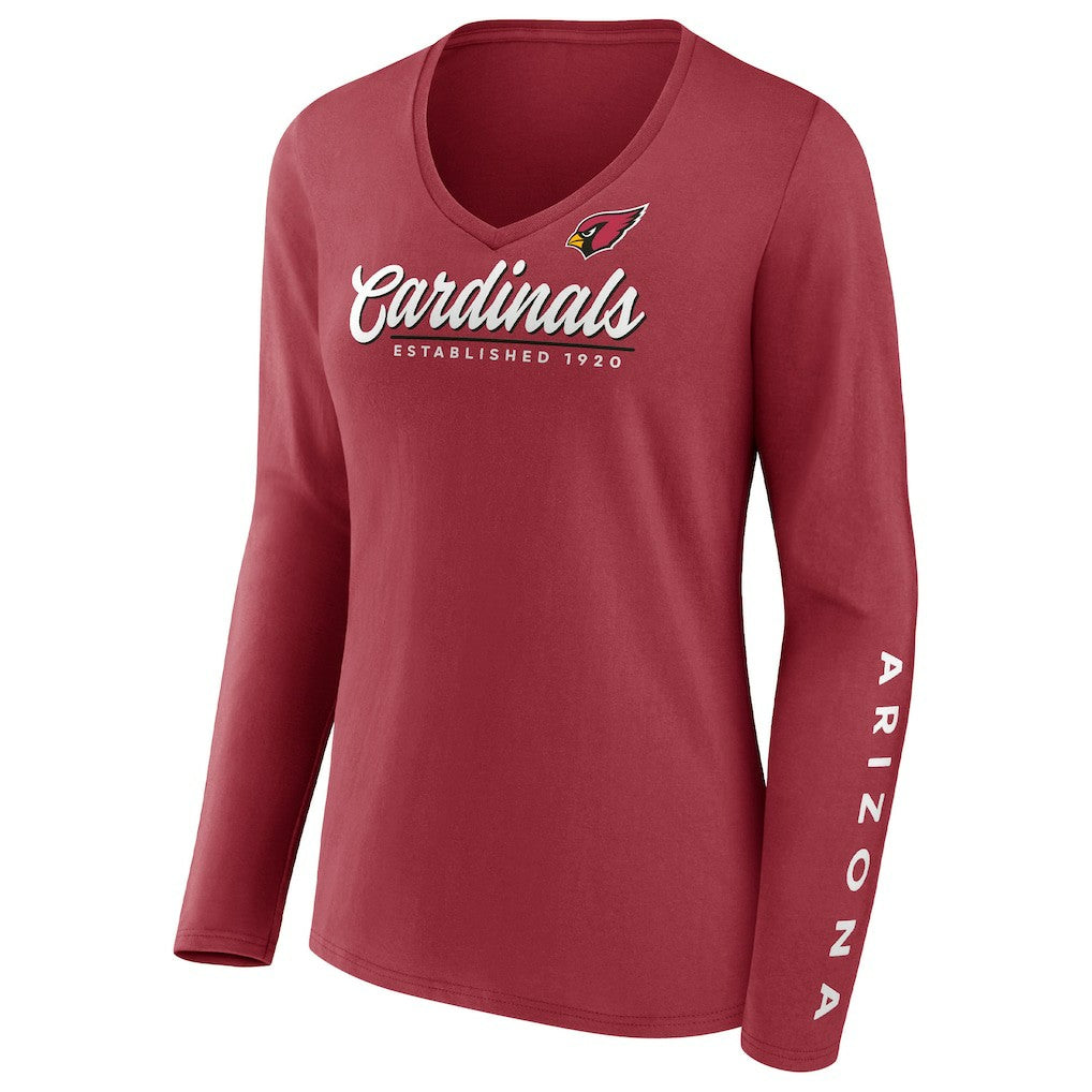 Arizona Cardinals Women's Drive Forward V-Neck Long Sleeve T-Shirt - Cardinal - Fanatics