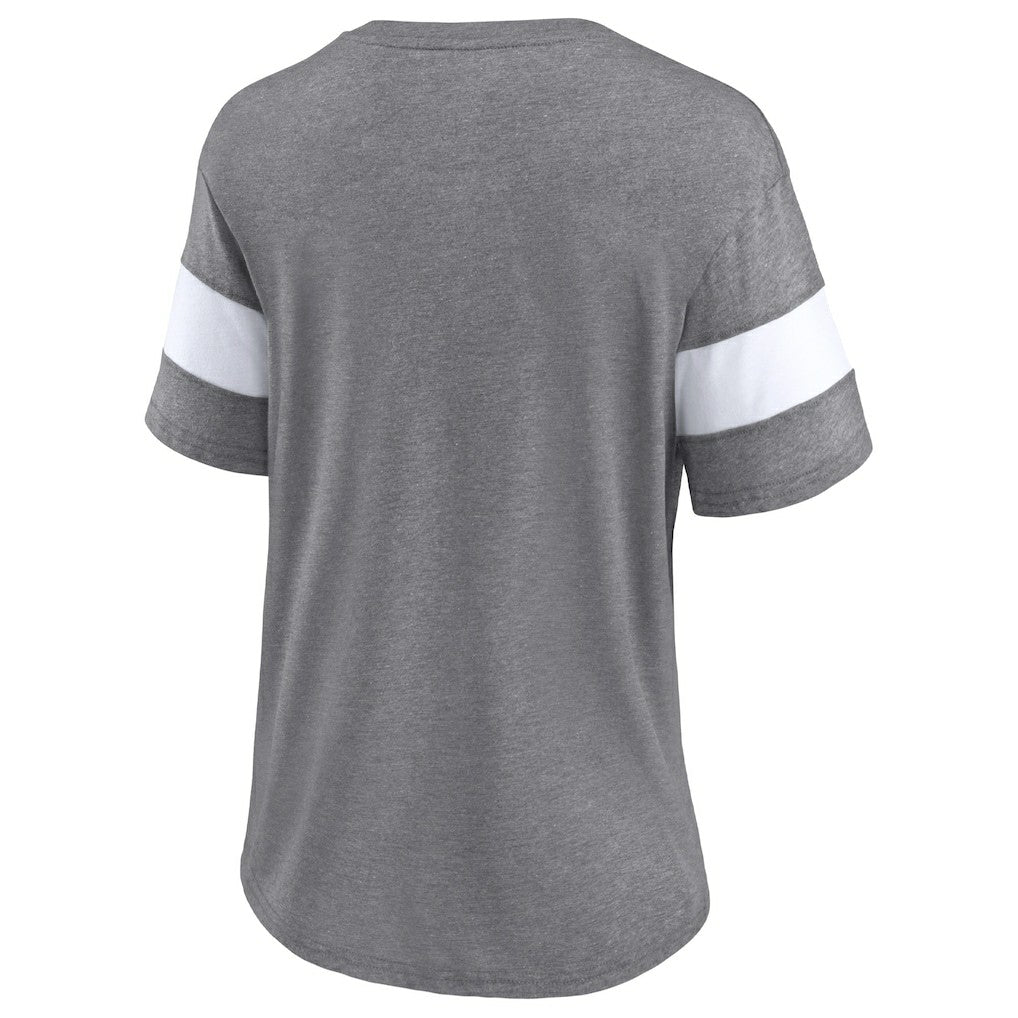 Cleveland Browns Women's Distressed Team Tri-Blend V-Neck T-Shirt - Heathered Gray/White - Fanatics
