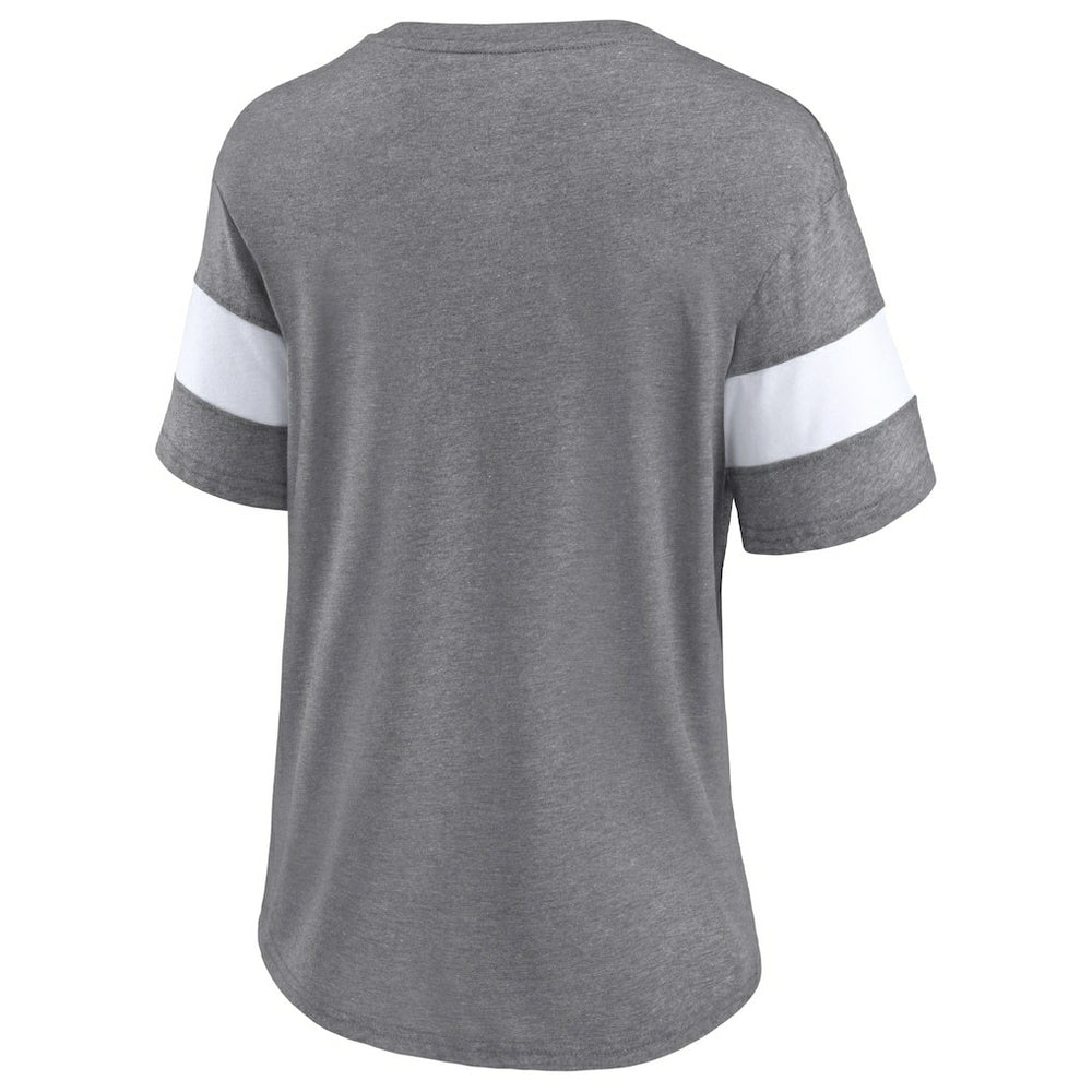 Cleveland Browns Women's Distressed Team Tri-Blend V-Neck T-Shirt - Heathered Gray/White - Fanatics