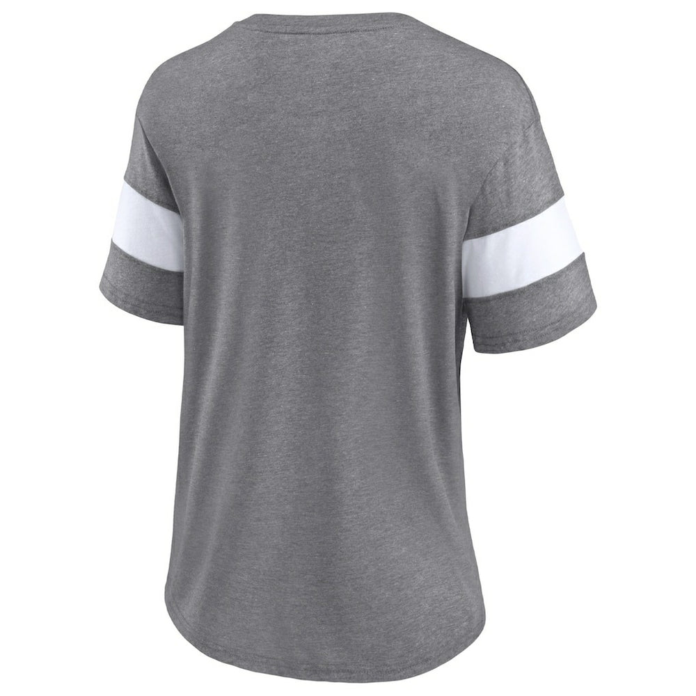 Cleveland Browns Women's Give It All Half-Sleeve Tri-Blend V-Neck T-Shirt - Heather Gray - Fanatics
