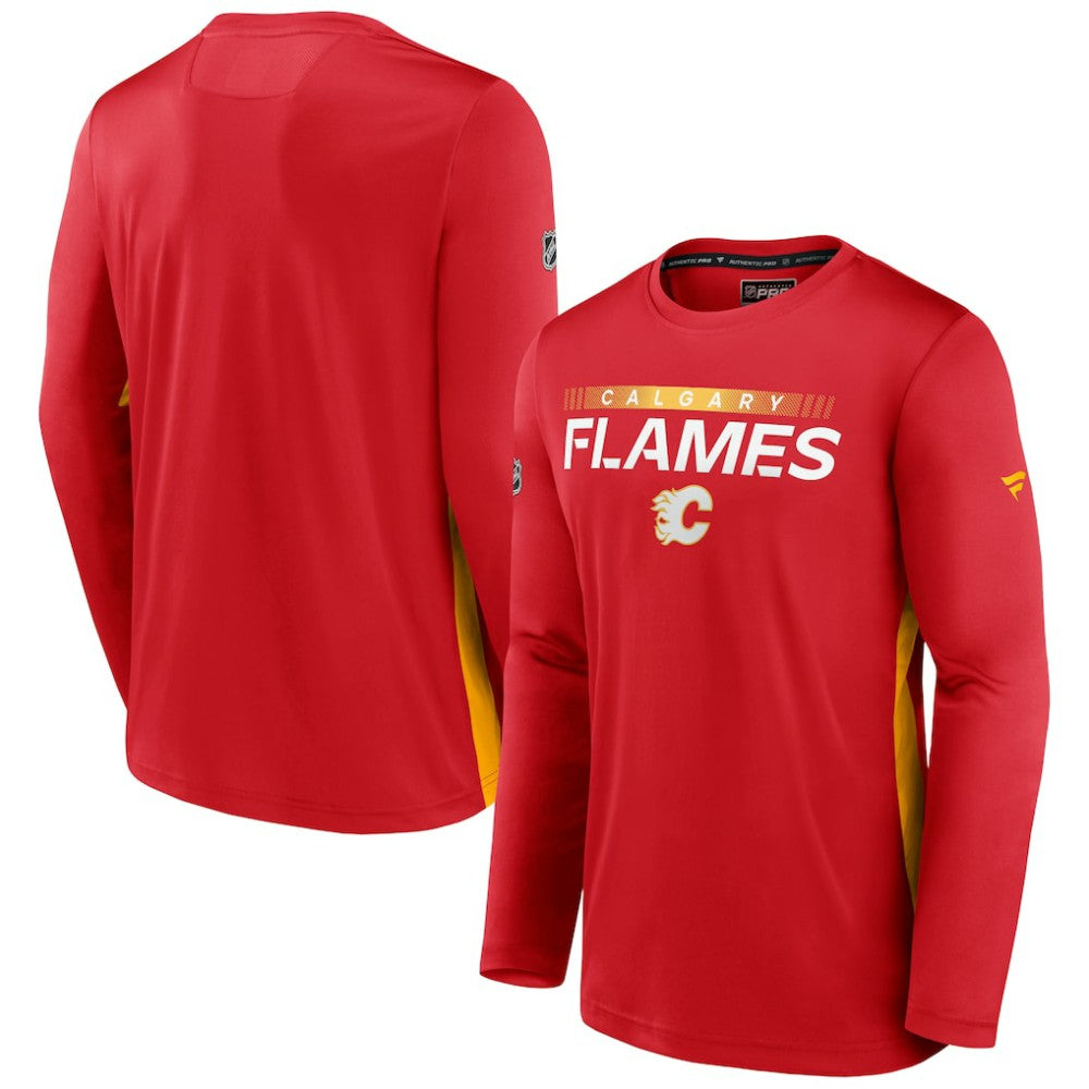 Calgary Flames Fanatics Authentic Pro Rink Performance Long Sleeve T-Shirt - Red | Fanatics Lifestyle