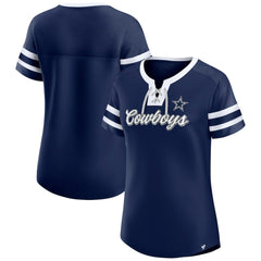 Dallas Cowboys Women's Original State Lace-Up T-Shirt - Navy - Fanatics