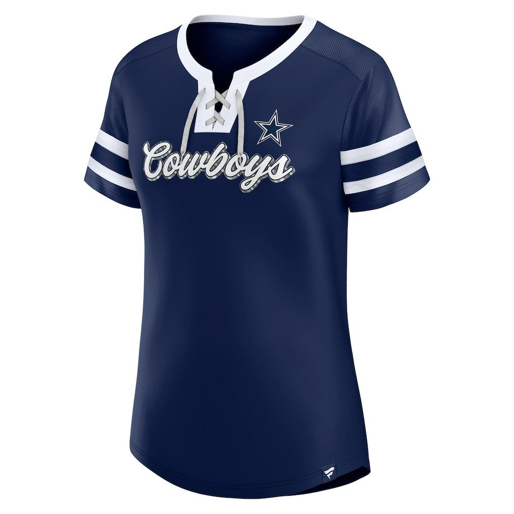 Dallas Cowboys Women's Original State Lace-Up T-Shirt - Navy - Fanatics