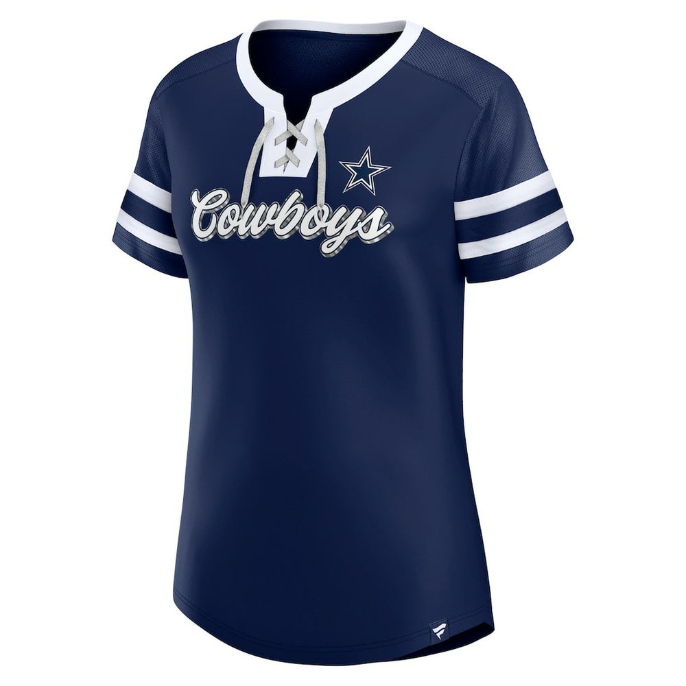 Dallas Cowboys Women's Original State Lace-Up T-Shirt - Navy - Fanatics
