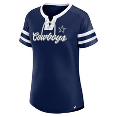 Dallas Cowboys Women's Original State Lace-Up T-Shirt - Navy - Fanatics