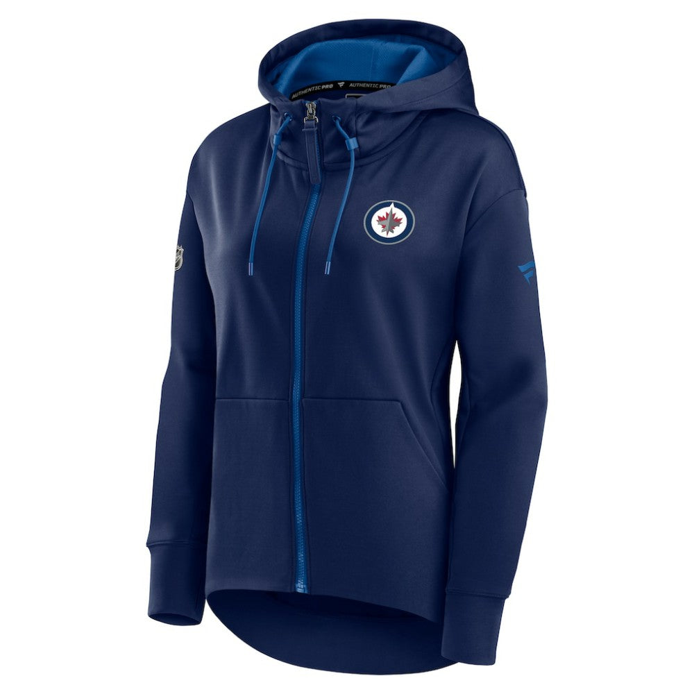 Winnipeg Jets Fanatics Women's Authentic Pro Rink Full-Zip Hoodie - Navy | Fanatics Lifestyle
