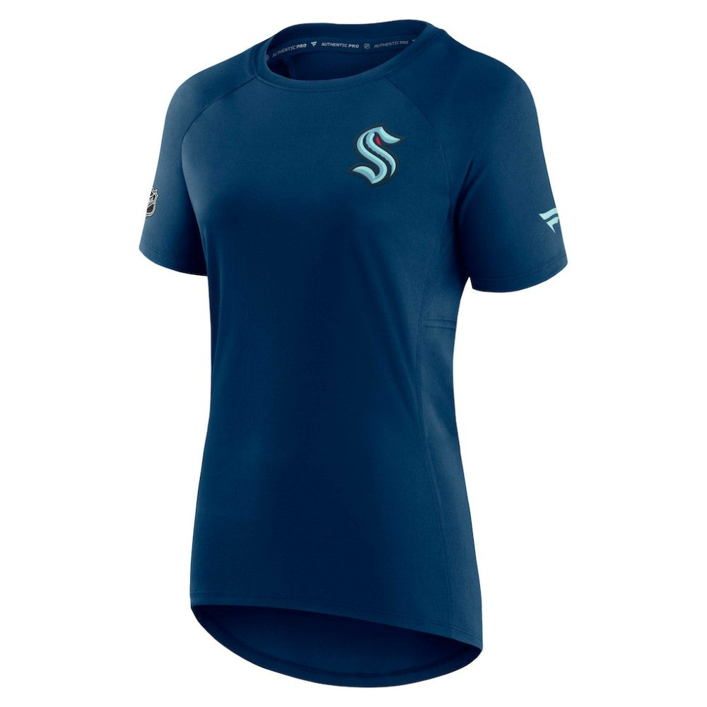 Seattle Kraken Fanatics Women's Authentic Pro Rink Raglan Tech T-Shirt - Deep Sea Blue | Fanatics Clearance