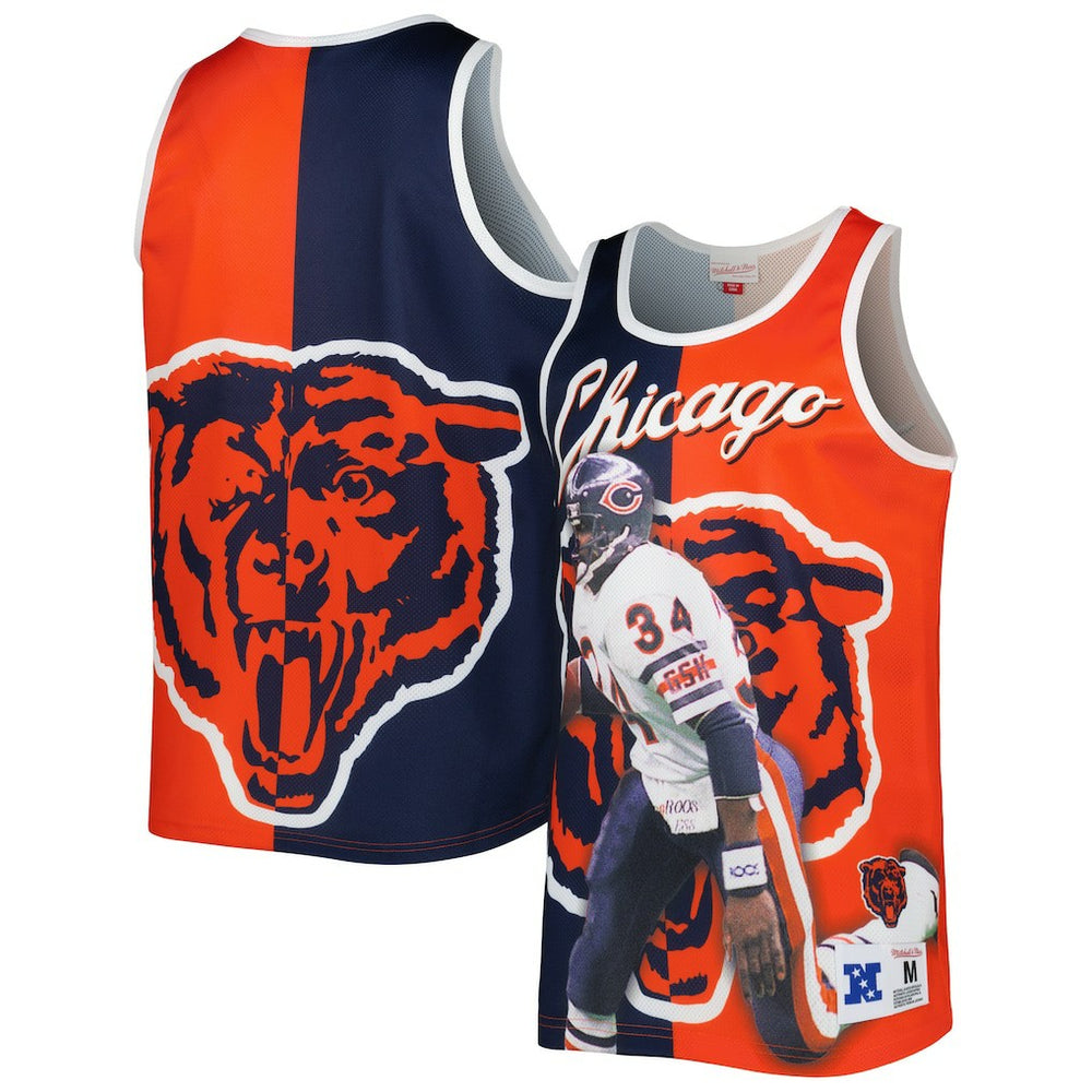 Walter Payton Chicago Bears Retired Player Graphic Tank Top - Navy/Orange - Mitchell & Ness