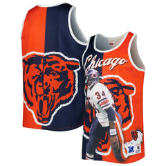 Walter Payton Chicago Bears Retired Player Graphic Tank Top - Navy/Orange - Mitchell & Ness