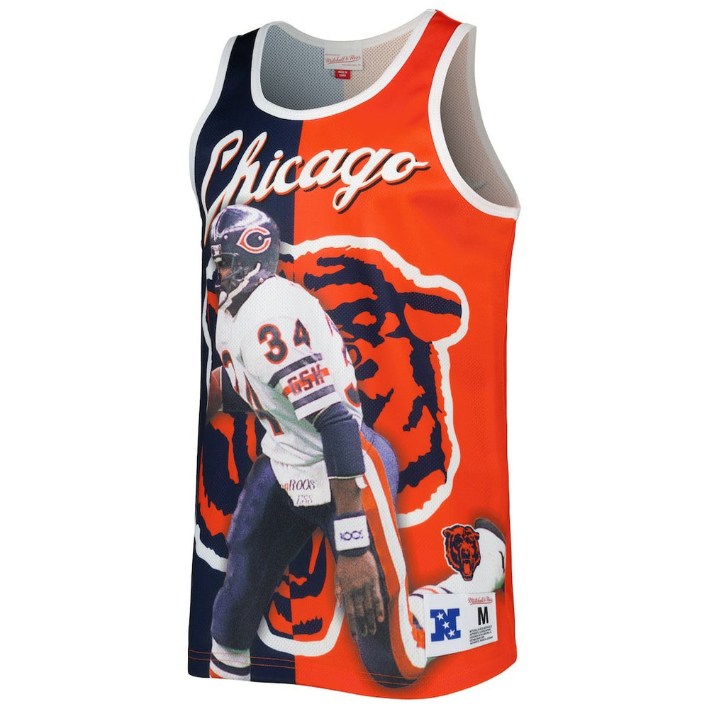 Walter Payton Chicago Bears Retired Player Graphic Tank Top - Navy/Orange - Mitchell & Ness