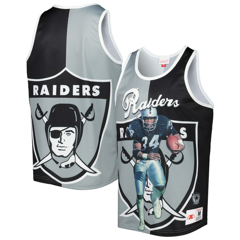 Bo Jackson Las Vegas Raiders Retired Player Graphic Tank Top - Black/Silver - Mitchell & Ness