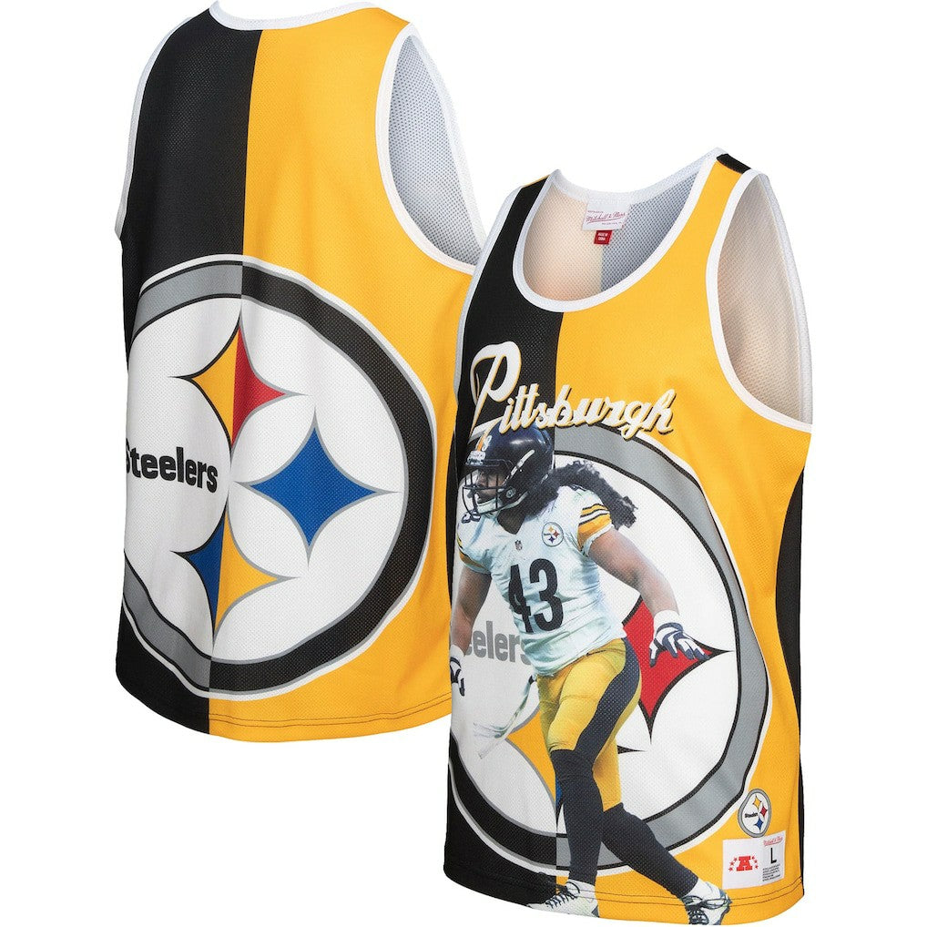 Troy Polamalu Pittsburgh Steelers Retired Player Graphic Tank Top - Black/Gold - Mitchell & Ness