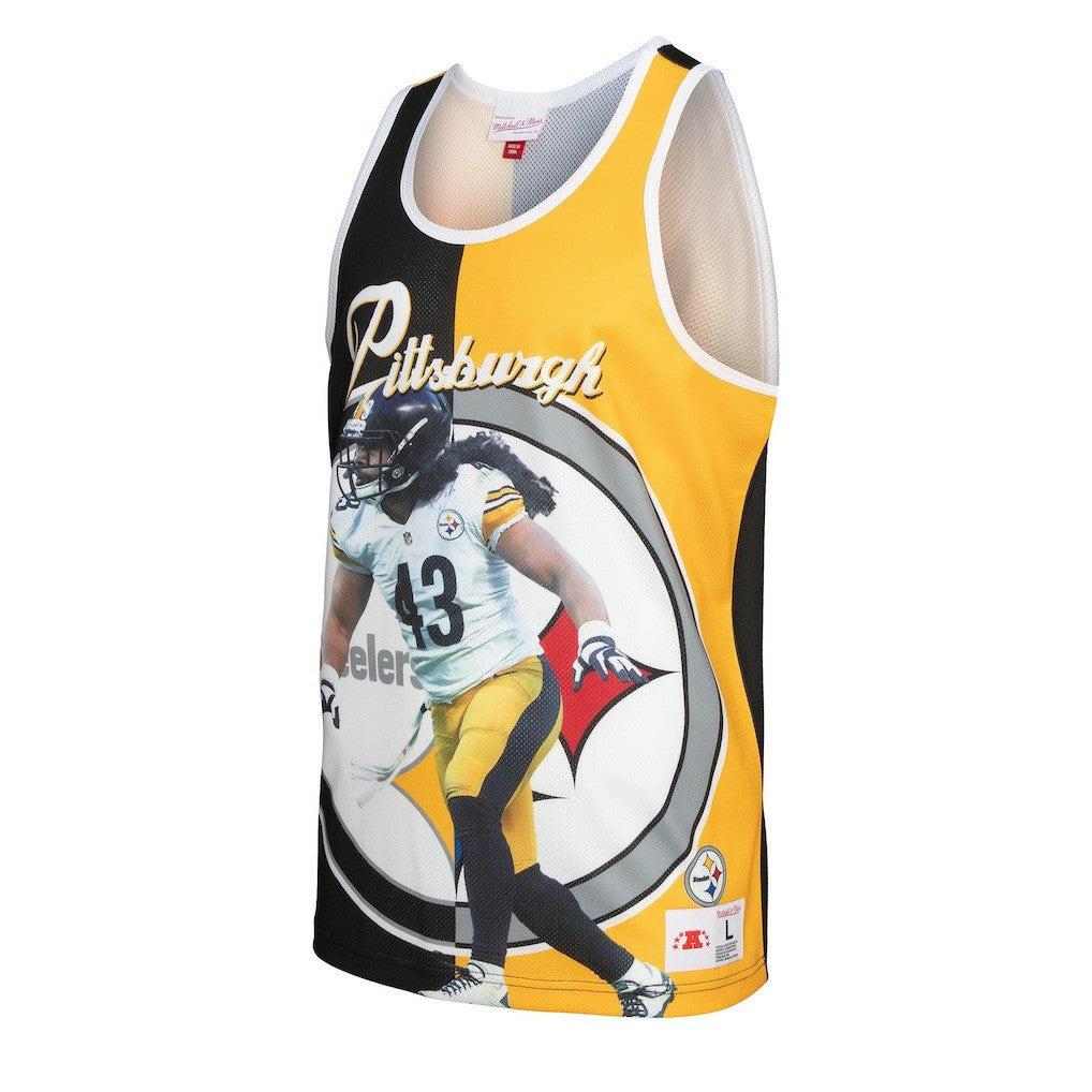Troy Polamalu Pittsburgh Steelers Retired Player Graphic Tank Top - Black/Gold - Mitchell & Ness