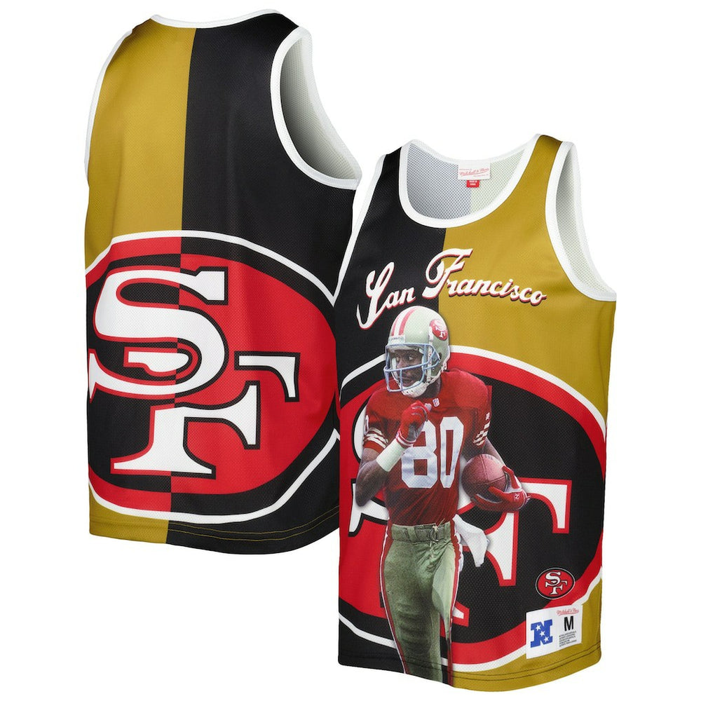 Jerry Rice San Francisco 49ers Retired Player Graphic Tank Top - Black/Gold - Mitchell & Ness
